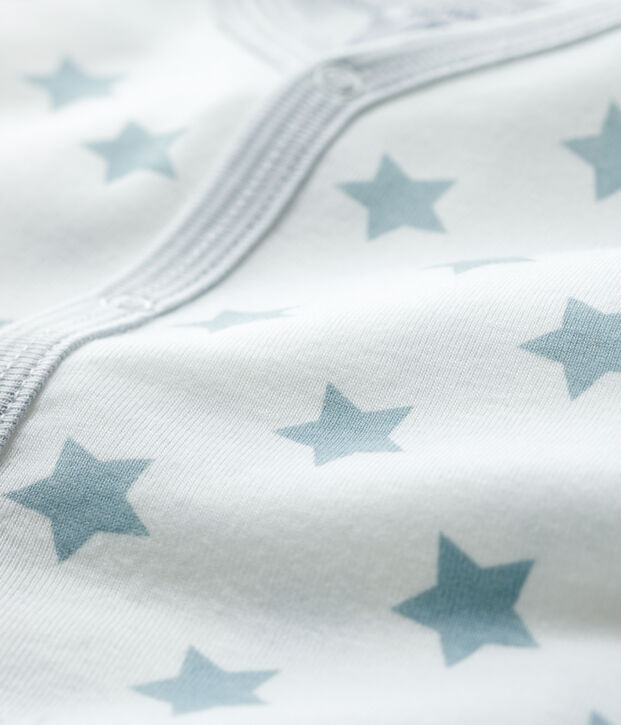 Fu&szlig;loser Baby-Strampler aus Baumwolle mit Sternen-Motiv in Grau weiss/grau