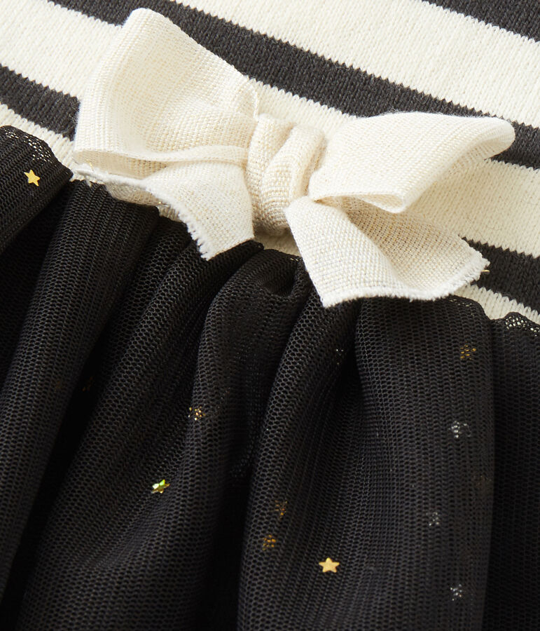 Baby-M&auml;dchen-Kleid im Materialmix weiss/grau