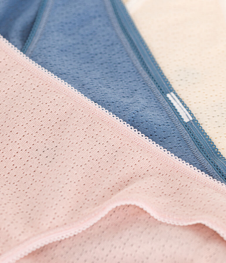 3er-Set-Damenslips aus Baumwolle in Ajouroptik vielfarbig