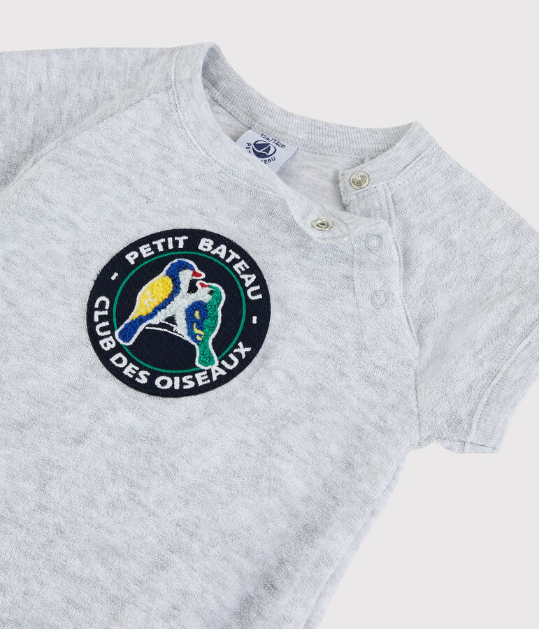 Baby-Kurzoverall aus Boucl&eacute;-Frottee f&uuml;r Jungen grau