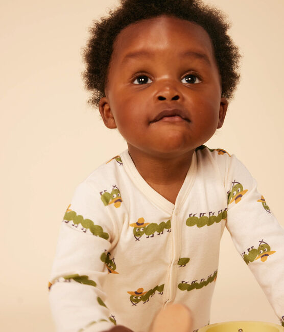 Baby-Strampler aus Baumwolle mit Tier-Printmotiv weiss AVALANCHE/ MULTICO