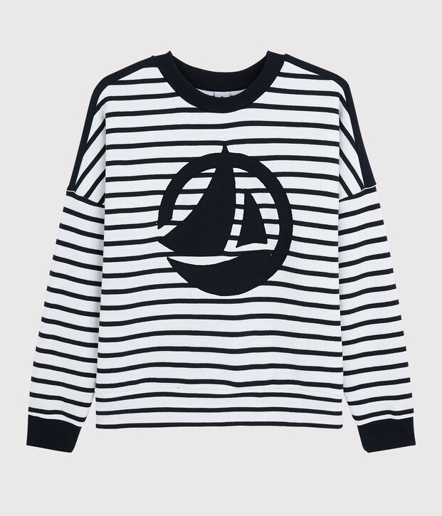 Damen Sweatshirt weiss/blau