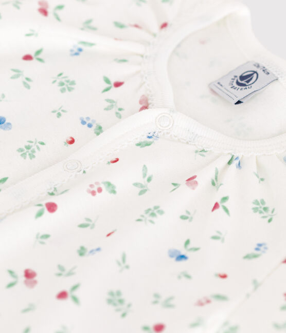Baby-Kurzoverall aus Baumwolle mit Frucht-Motiv weiss MARSHMALLOW/weiss MULTICO