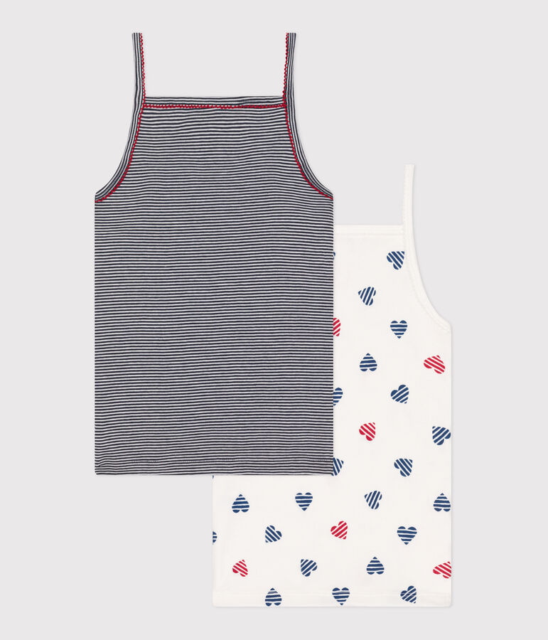 2er-Set Kinder-Unterhemden aus Baumwolle mit Herzmotiv vielfarbig