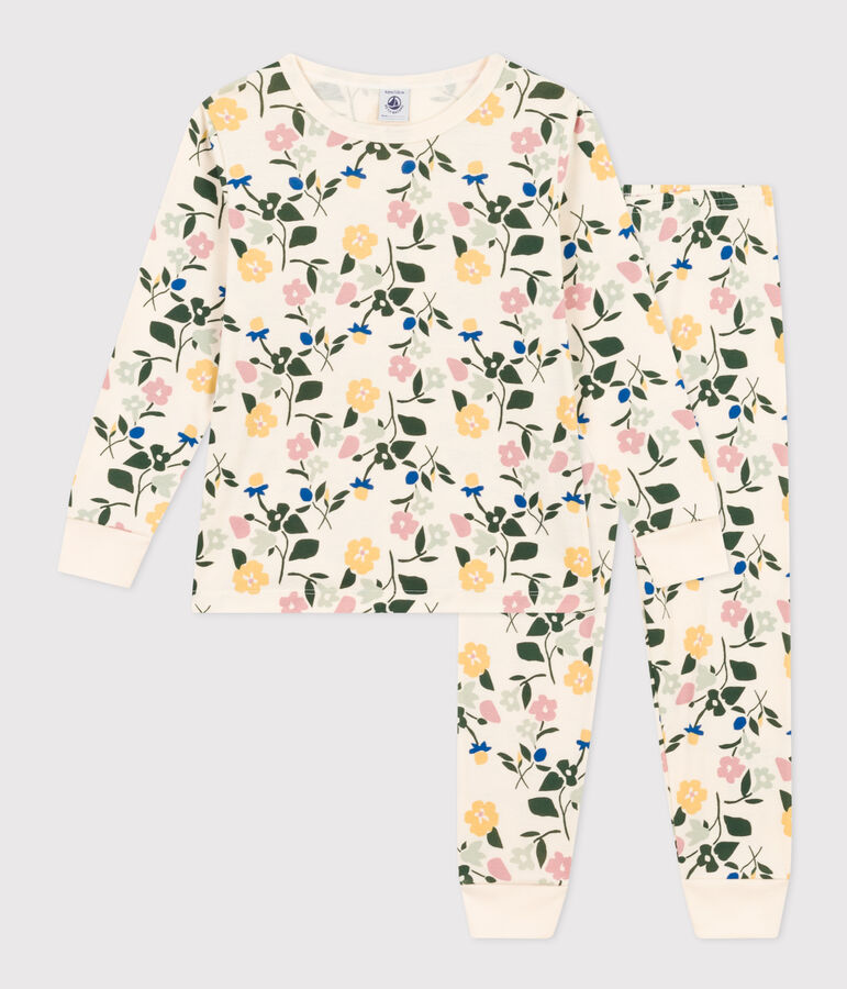 Kinderpyjama aus Baumwolle mit Blumenmuster naturfarben/vielfarbig