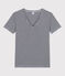 T-Shirt L’ICONIQUE aus Baumwolle mit V-Ausschnitt für Damen blau SMOKING/weiss MARSHMALLOW