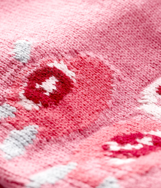 Baby-Cardigan für Mädchen mit Jacquard rosa CHEEK
