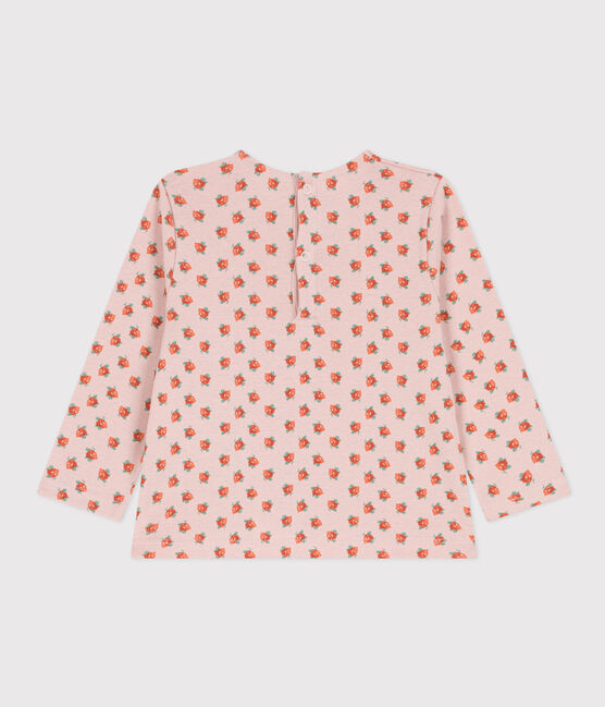 Langärmeliges Baby-T-Shirt aus Baumwolle rosa SALINE/weiss MULTICO