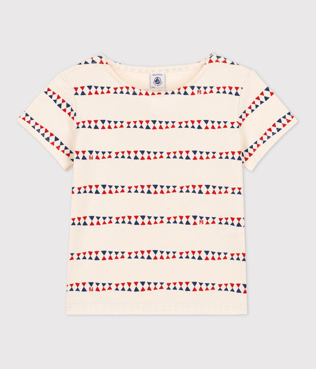 Kurz&auml;rmeliges Kinder-T-Shirt aus Baumwolle f&uuml;r M&auml;dchen naturfarben/vielfarbig