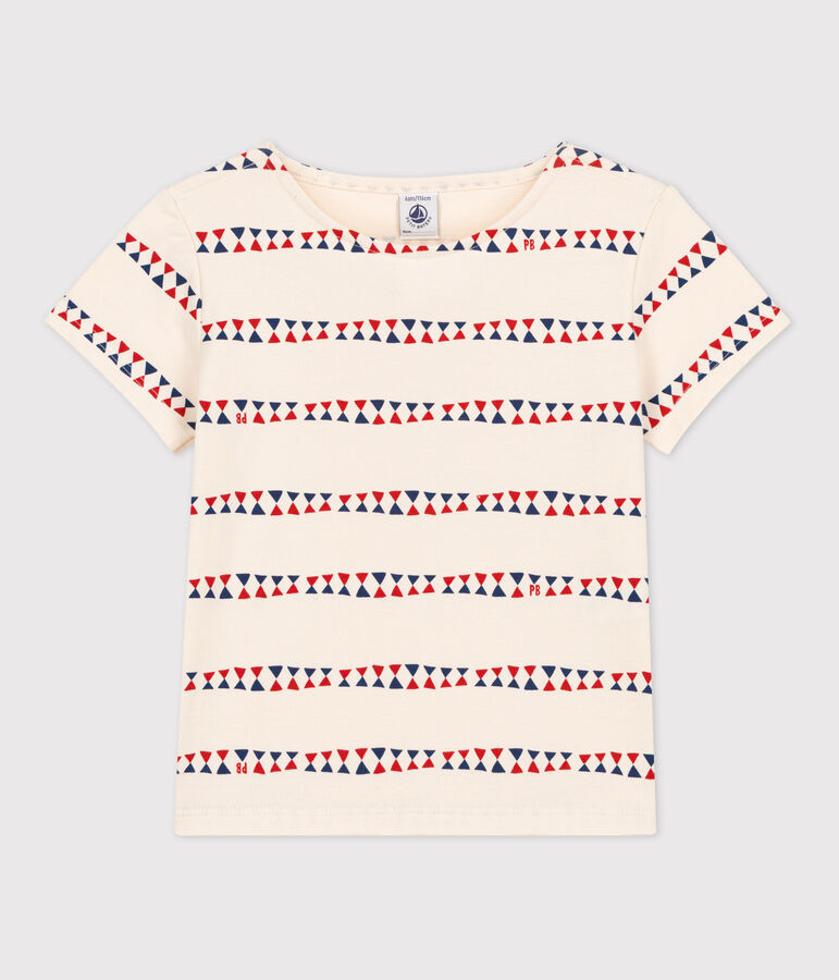 Kurz&auml;rmeliges Kinder-T-Shirt aus Baumwolle f&uuml;r M&auml;dchen naturfarben/vielfarbig