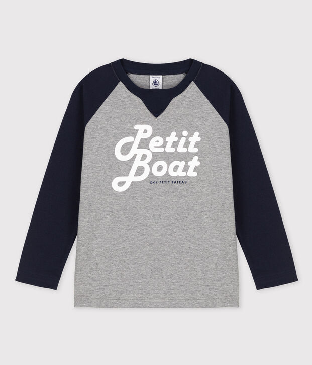 Lang&auml;rmeliges T-Shirt aus Jersey f&uuml;r Jungen grau/blau