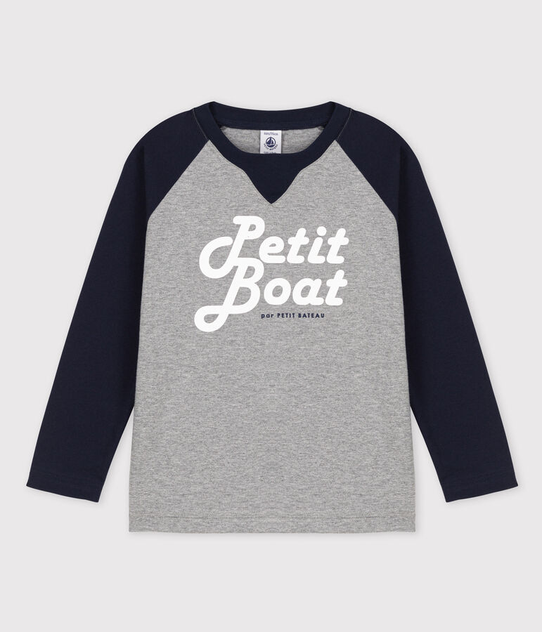 Lang&auml;rmeliges T-Shirt aus Jersey f&uuml;r Jungen grau SUBWAY/blau SMOKING