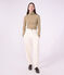 Damen-Rollkragenshirt aus einfarbiger Baumwolle beige