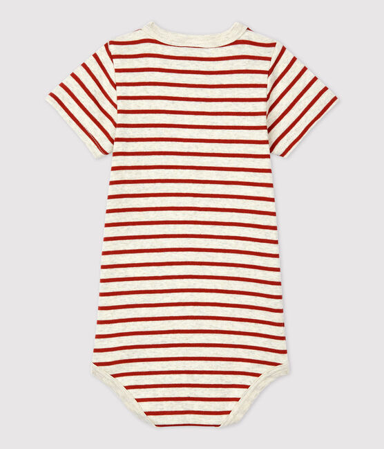 Gestreifter Baby-Body aus Bio-Baumwolle mit Knopfleiste am Kragen beige MONTELIMAR/ OMBRIE
