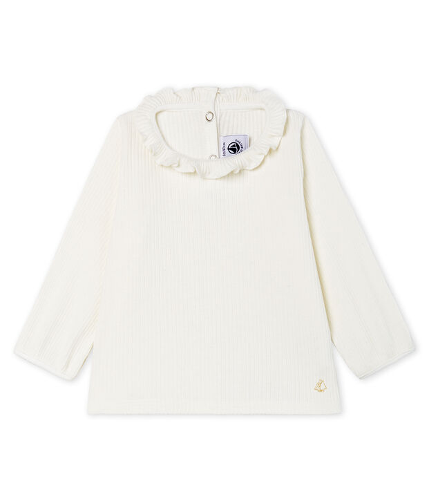 Lang&auml;rmelige einfarbige Baby-Bluse f&uuml;r M&auml;dchen weiss