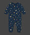 Strampler aus aufgerautem Molton mit Weltraummotiven blau BEACH/ MULTICO