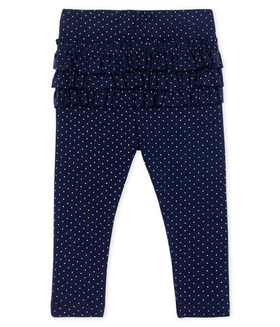 Gemusterte Baby-Legging mit Volants für Mädchen blau SMOKING/weiss MARSHMALLOW CN