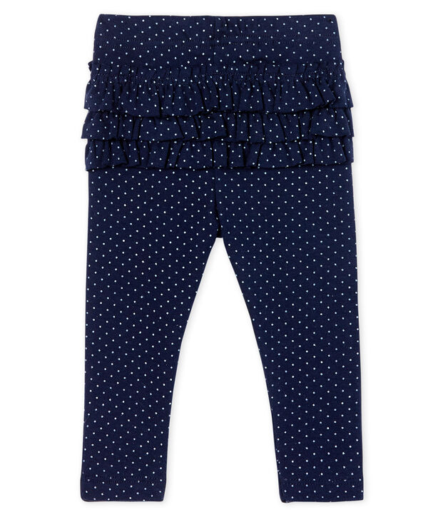 Gemusterte Baby-Legging mit Volants f&uuml;r M&auml;dchen blau/weiss