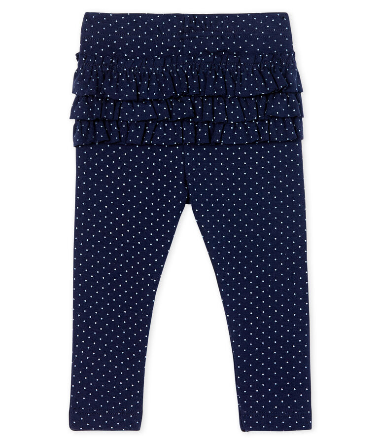 Gemusterte Baby-Legging mit Volants f&uuml;r M&auml;dchen blau SMOKING/weiss MARSHMALLOW CN