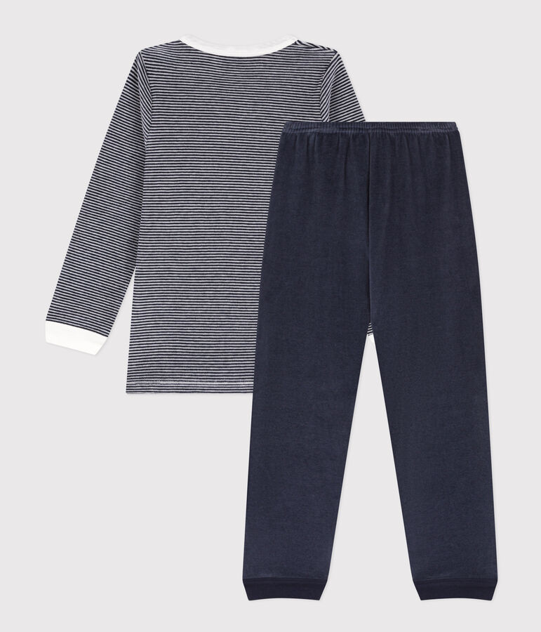 Kinderpyjama aus Nicki blau/weiss