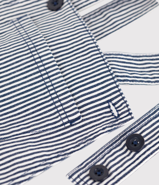 Kinderlatzhose aus gestreiftem Baumwollcanvas für Mädchen blau MEDIEVAL/weiss MARSHMALLOW