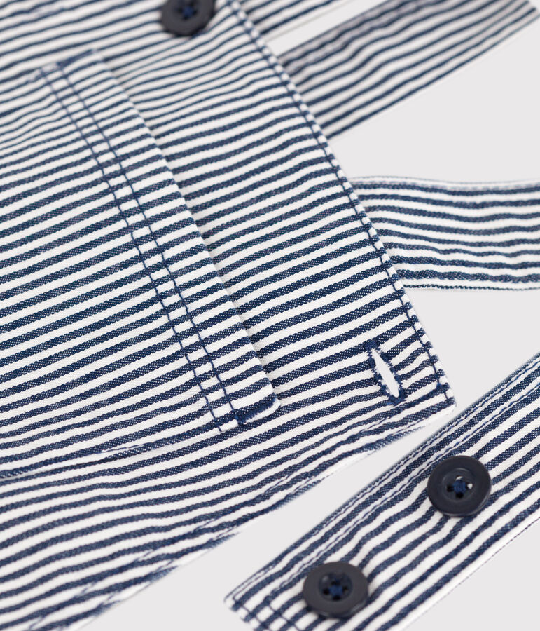 Kinderlatzhose aus gestreiftem Baumwollcanvas f&uuml;r M&auml;dchen blau MEDIEVAL/weiss MARSHMALLOW