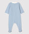 Baby-Strampler aus Bio-Baumwolle mit Kragen und blauem Streifenmuster weiss/blau