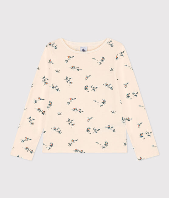 Langärmeliges T-Shirt mit Blumenprint aus Baumwolle für Kinder/Mädchen weiss AVALANCHE/ MULTICO