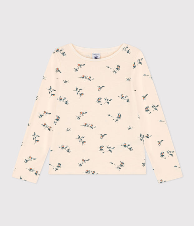 Lang&auml;rmeliges T-Shirt mit Blumenprint aus Baumwolle f&uuml;r Kinder/M&auml;dchen naturfarben/vielfarbig