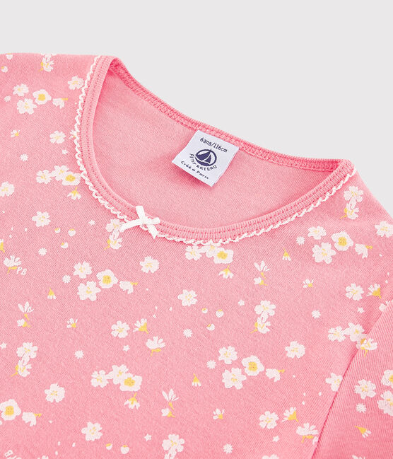 Kinder-Kurzpyjama aus Baumwolle mit Kirschblütenmotiv für Mädchen rosa GRETEL/weiss MULTICO