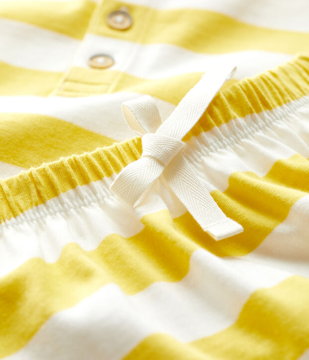 Zweiteiliges Baby-Set aus Jersey mit Streifenmuster gelb/weiss