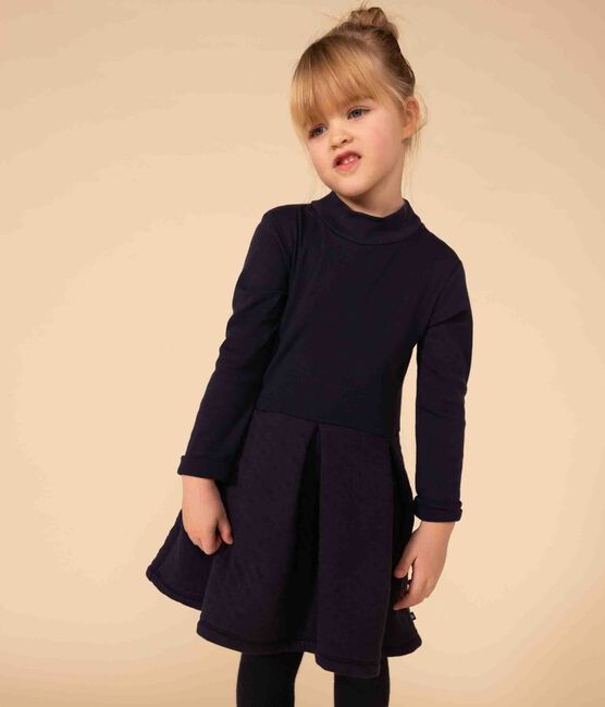 Langärmeliges Kinderkleid für Mädchen blau SMOKING