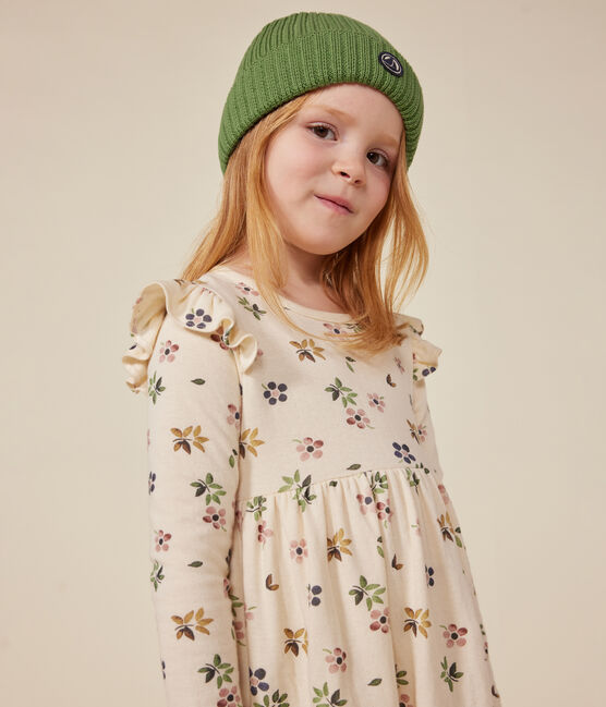 Langärmeliges Kinder-Kleid aus Doppeljersey für Mädchen weiss AVALANCHE/ MULTICO