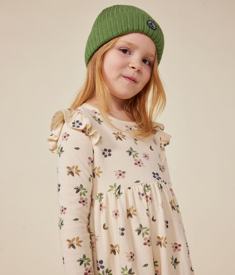 Lang&auml;rmeliges Kinder-Kleid aus Doppeljersey f&uuml;r M&auml;dchen naturfarben/vielfarbig