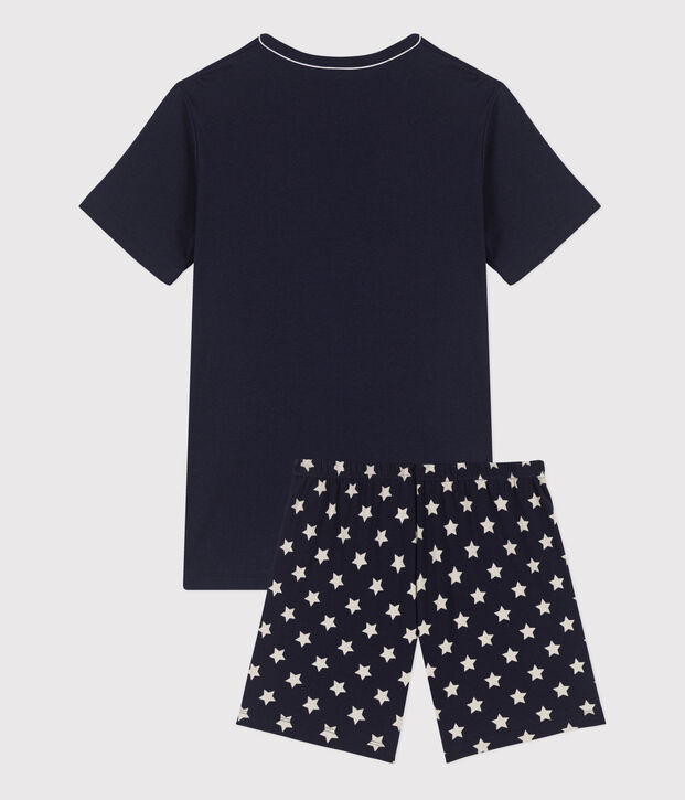 Kinder-Kurzpyjama aus Baumwolle mit Sternenmotiv f&uuml;r Jungen blau/weiss