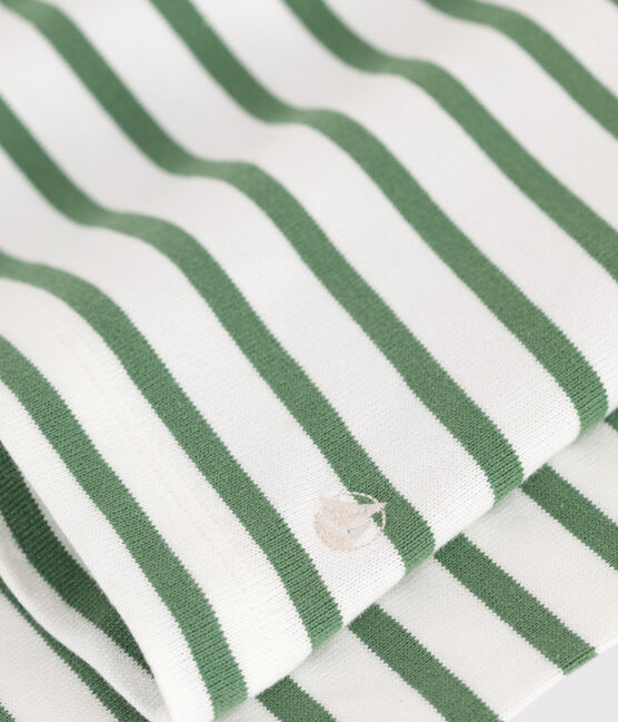Langärmeliges Damen-Streifenshirt "Marinière" aus Baumwolle grün MARSHMALLOW/ PALMERAIE