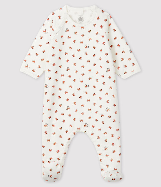 Baby-Strampler aus Molton mit Fuchsmotiv weiss MARSHMALLOW/weiss MULTICO