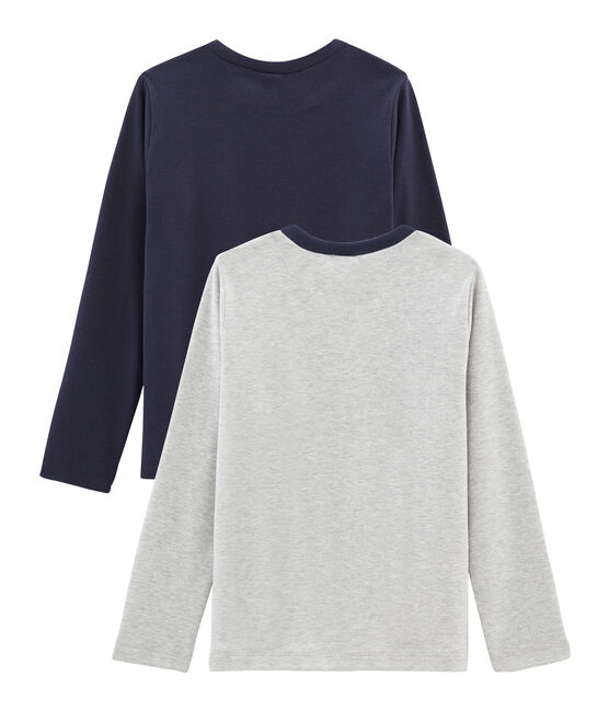 Set mit 2 T-Shirts für Jungen: mit Siebdruck + einfarbig variante 1