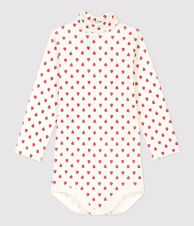 Baby-Body aus Baumwolle. weiss/rot