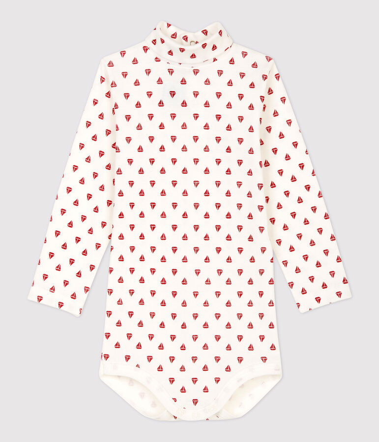 Baby-Body aus Baumwolle. weiss MARSHMALLOW/rot TERKUIT
