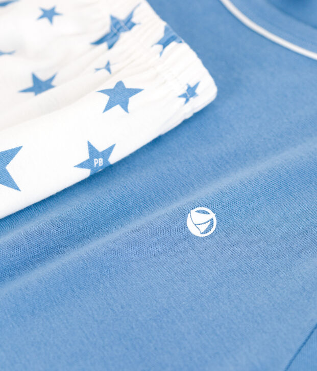 Kinder-Kurzpyjama aus Baumwolle blau/weiss
