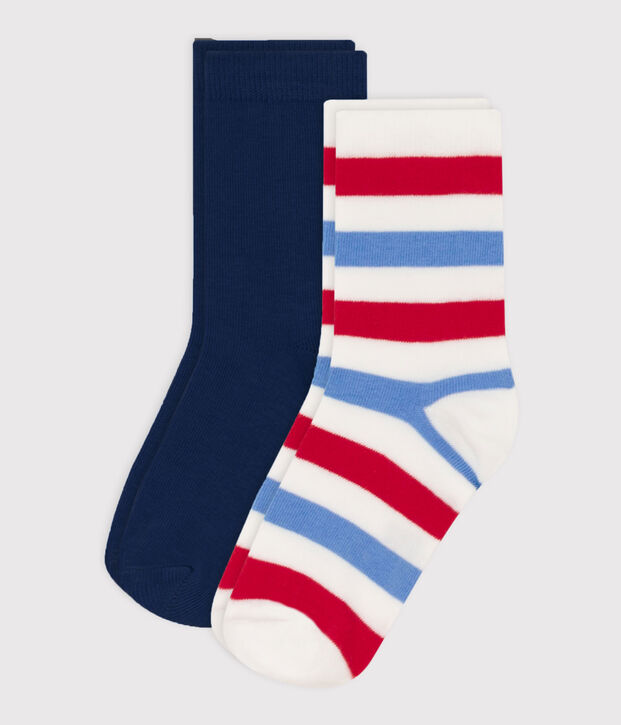 2er-Set gestreifte Kindersocken aus Baumwolljersey vielfarbig