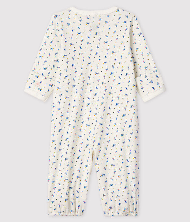 Baby-Kombi-Overall aus Bio-Baumwolle mit Blumenmotiv weiss/vielfarbig