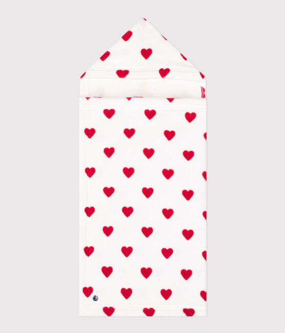 Baby-Badehandtuch mit Herzmotiv aus Frottee  weiss MARSHMALLOW/rot TERKUIT