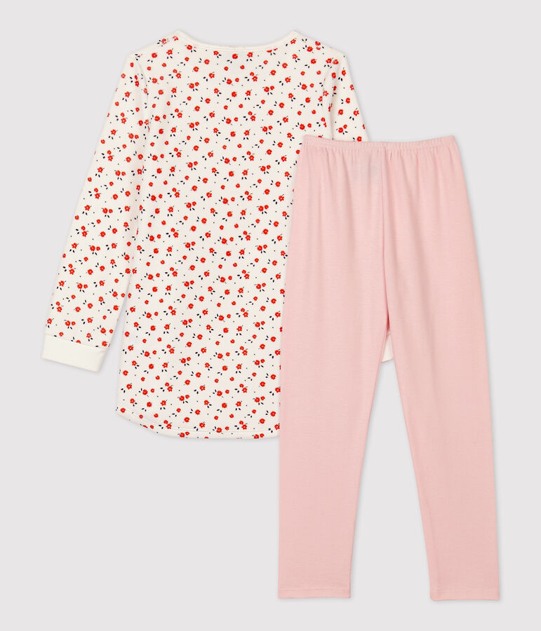 Baumwoll-Nachthemd mit floralem Print f&uuml;r M&auml;dchen weiss MARSHMALLOW/weiss MULTICO