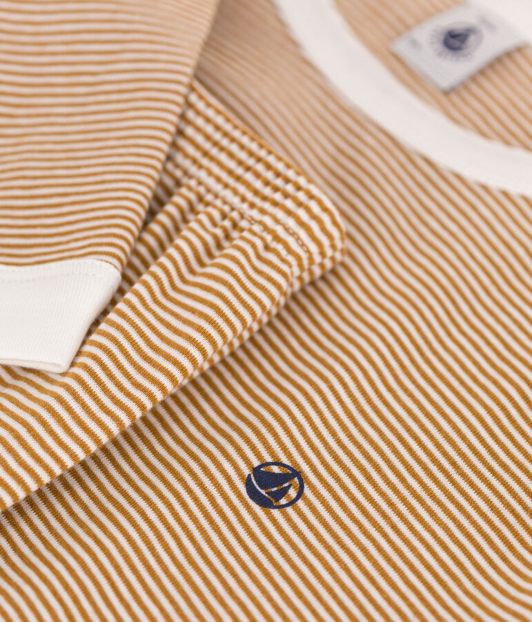 Kinder-Pyjama aus gestreifter Baumwolle f&uuml;r Jungen. braun CUIVRE/ MARSHMALLOW