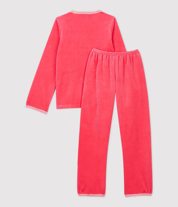 Kinderpyjama aus Nicki mit Pfadfinderinnenmotiv f&uuml;r M&auml;dchen rosa