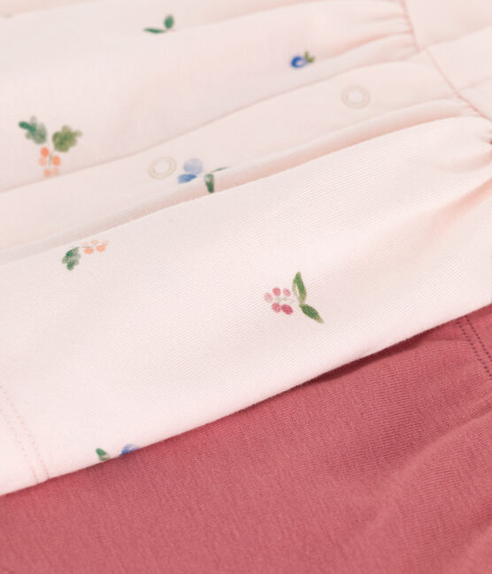 2-teiliges Newborn-Set aus Baumwolle mit Rüschenbluse rosa FLEUR/weiss MULTICO