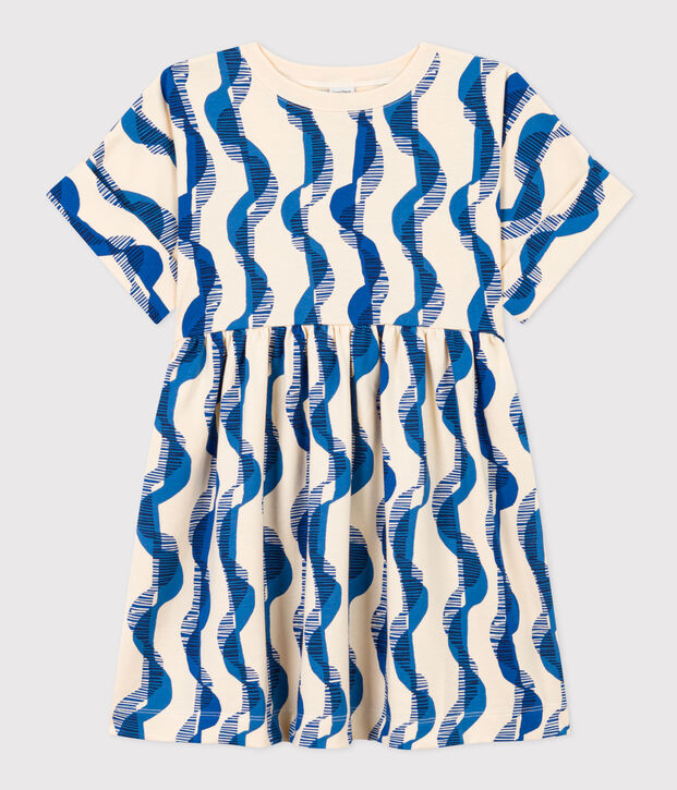 Kinderkleid aus Baumwolle mit Printmotiv f&uuml;r M&auml;dchen naturfarben/vielfarbig