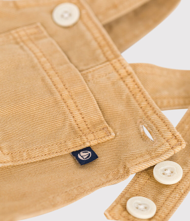 Lange Baby Latzhose aus farbigem Denim beige